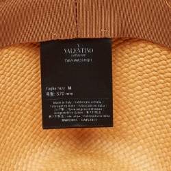 Valentino Garavani Brown Straw and Leather Trim Fedora Hat