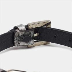 Pre Owned Valentino VLogo Silver Leather Bracelet