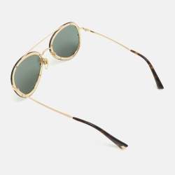 Pre Owned Valentino Gold/Green VA2013 Crystals Embellished Aviator Sunglasses