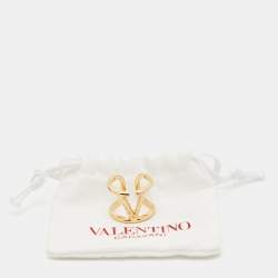 Pre Owned Valentino Vlogo Gold Tone Ring Size 57