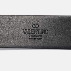 Pre Owned Valentino Black Leather VLogo Waist Belt 85CM