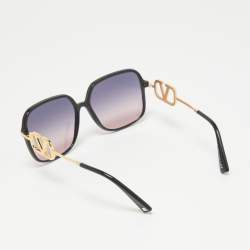 Pre Owned Valentino Black/Blue Gradient VA 4101 VLogo Oversized Sunglasses
