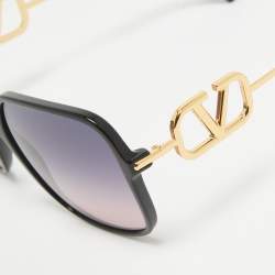 Pre Owned Valentino Black/Blue Gradient VA 4101 VLogo Oversized Sunglasses