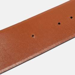 Pre Owned Valentino Brown/Black Leather VLogo Wide Waist Belt