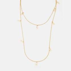 Pre Owned Valentino Vlogo Gold Tone Long Necklace