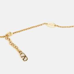 Pre Owned Valentino Vlogo Gold Tone Long Necklace