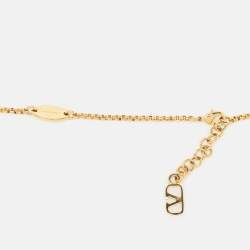Pre Owned Valentino Vlogo Gold Tone Long Necklace