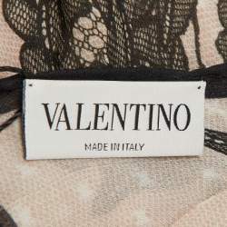 Pre Owned Valentino Cream Floral Lace Print Silk Stole
