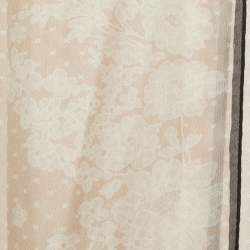 Pre Owned Valentino Cream Floral Lace Print Silk Stole