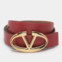 Valentino Pink Leather V Logo Buckle Belt 80CM