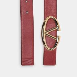 Valentino Pink Leather V Logo Buckle Belt 80CM