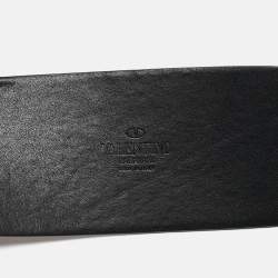 Pre Owned Valentino Brown/Black Leather VLogo Wide Reversible Belt 85CM