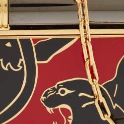 Valentino Black/Red Enamel Panther Lipstick & Mirror Minaudiere