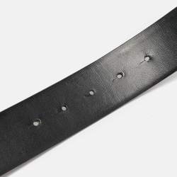 Pre Owned Valentino Black/Beige Leather VLogo Reversible Belt 90CM