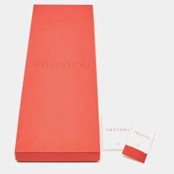 Pre Owned Valentino Black Wool Blend Logo Plaque Tie 