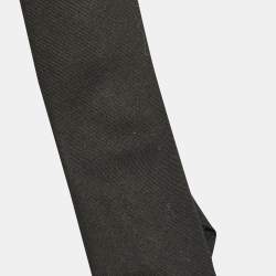 Pre Owned Valentino Black Wool Blend Logo Plaque Tie 