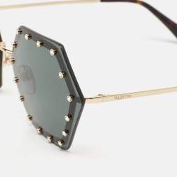 Valentino Black VA 2035 Crystals Embellished Geometric Sunglasses