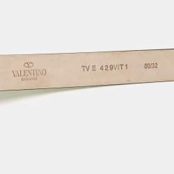 Valentino Light Green Leather VLogo Buckle Belt 80CM