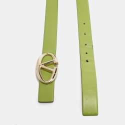 Valentino Light Green Leather VLogo Buckle Belt 80CM