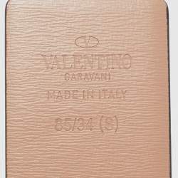 Pre Owned Valentino Beige Leather VLogo Reversible Belt 85CM