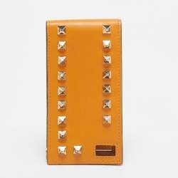 Valentino Mustard Leather Rockstud iPhone Flip Case