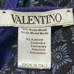Valentino Blue Print Modal Fringed Stole