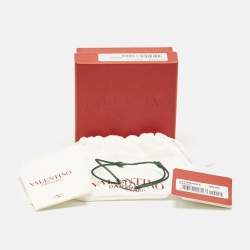 Pre Owned Valentino VLogo Silver Tone Green Cord Bracelet