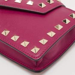 Valentino Magenta Leather Rockstud Phone Case Pouch