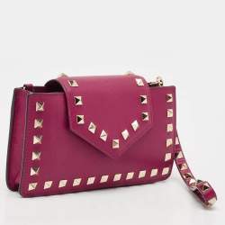 Valentino Magenta Leather Rockstud Phone Case Pouch