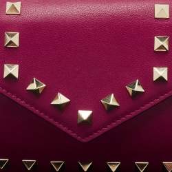Valentino Magenta Leather Rockstud Phone Case Pouch