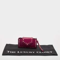 Valentino Magenta Leather Rockstud Phone Case Pouch
