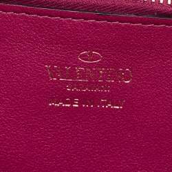 Valentino Magenta Leather Rockstud Phone Case Pouch