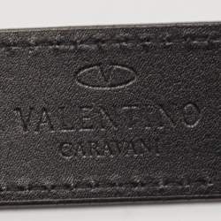 Pre Owned حزام فالنتينو أسود شامواه وجلد VLogo كريستال قابل للعكس 80 سم