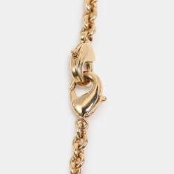 Pre Owned Valentino Gold Tone Metal V Logo Long Necklace