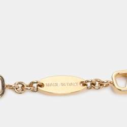 Pre Owned Valentino Gold Tone Metal V Logo Long Necklace
