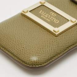 Valentino Green Grained Leather Phone Case
