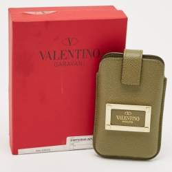 Valentino Green Grained Leather Phone Case
