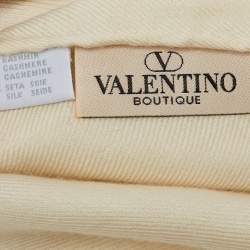 Pre Owned Valentino Vintage Cream Cashmere & Silk Scarf
