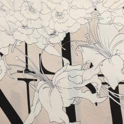 Valentino Beige Floral Print Silk Scarf