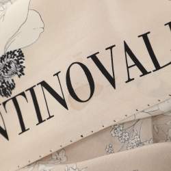 Valentino Beige Floral Print Silk Scarf