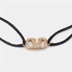 Vlaentino Vlogo Crystals Gold Tone Cord Bracelet