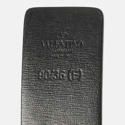 مملوكة مسبقًا Valentino Black/Green Leather VLogo Reversible Belt 90CM