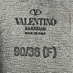 مملوكة مسبقًا Valentino Black/Green Leather VLogo Reversible Belt 90CM