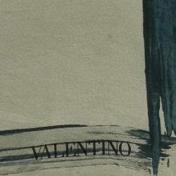 Valentino Grey Floral Print Silk Scarf
