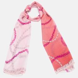 Valentino Pink/Red Ombre Printed Silk Stole