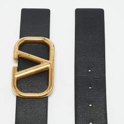 Valentino Black/Brown Leather VLogo Reversible Waist Belt 75CM