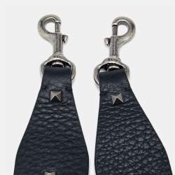 Pre Owned Valentino Black Leather Rockstud Embellished Shoulder Bag Strap