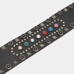 Pre Owned Valentino Black Leather Rockstud Embellished Shoulder Bag Strap