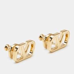 Pre Owned Valentino Vlogo Gold Tone Earrings