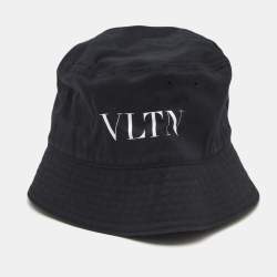 Pre Owned قبعة فالنتينو سوداء بطبعة VLTN من القطن مقاس 58